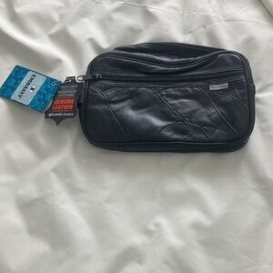 Luxurious Black Leather Toiletry Bag